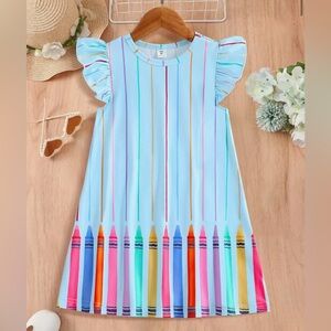 Crayon Colorful Striped Kids Dress